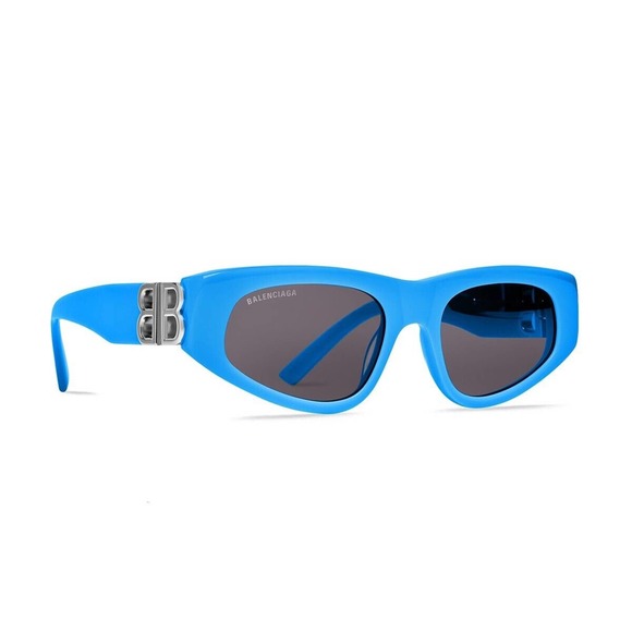 Balenciaga Dynasty BB0095S 011 Blue Silver Grey Lens Women Sunglasses Authentic main image 4
